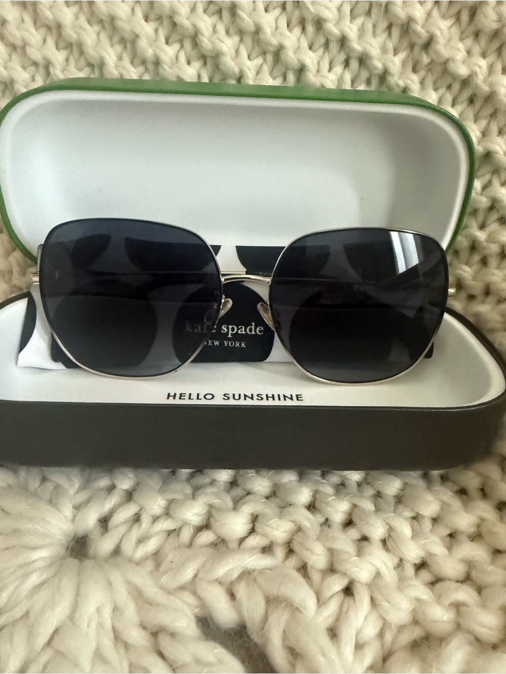 kate spade Silver Metal Frame Black Lens Sunglasses